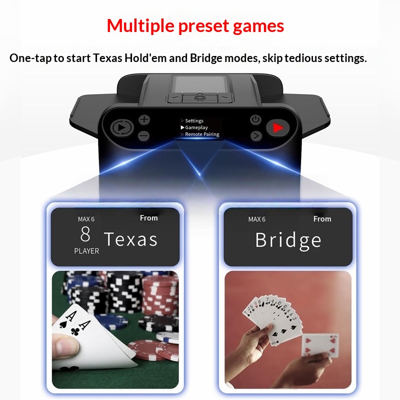 Board Game Hotel - Automatischer Kartenmischer Batteriebetriebener Poker-Kartenspender für Texas