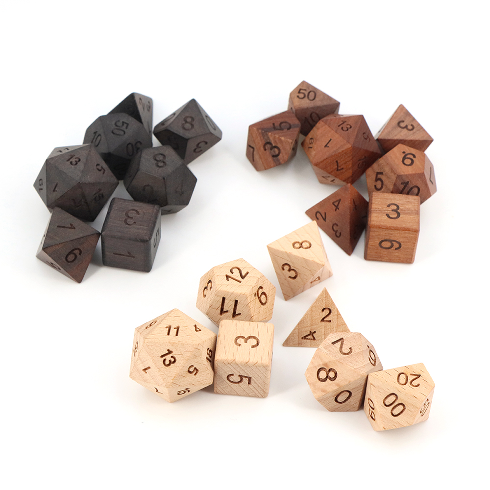 Dice Tower Wooden - 7-teiliges Set DND Holzwürfel für Brettspiele