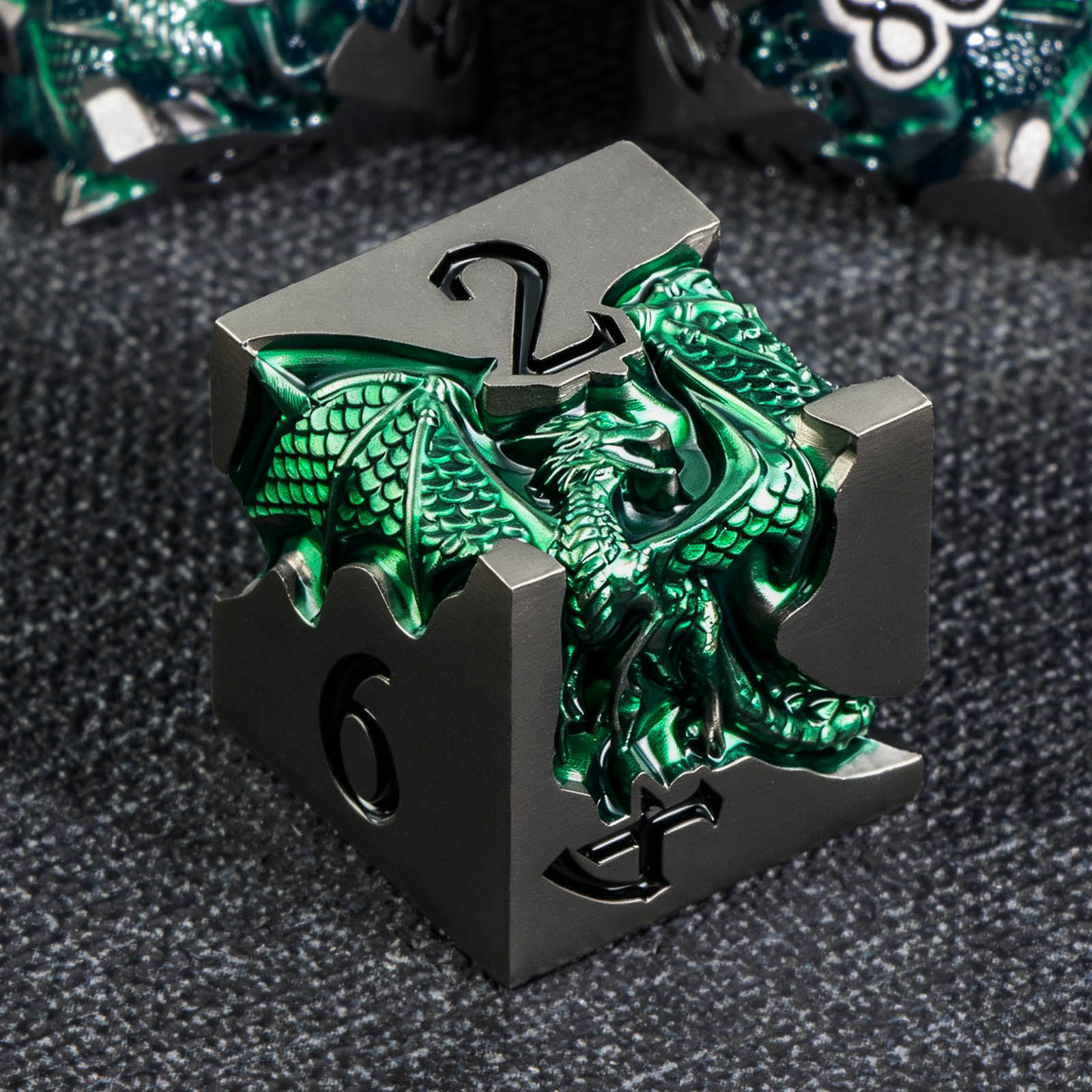 Dice Tower Wooden - Drachen DND Würfelset für Rollenspiele, Grünes