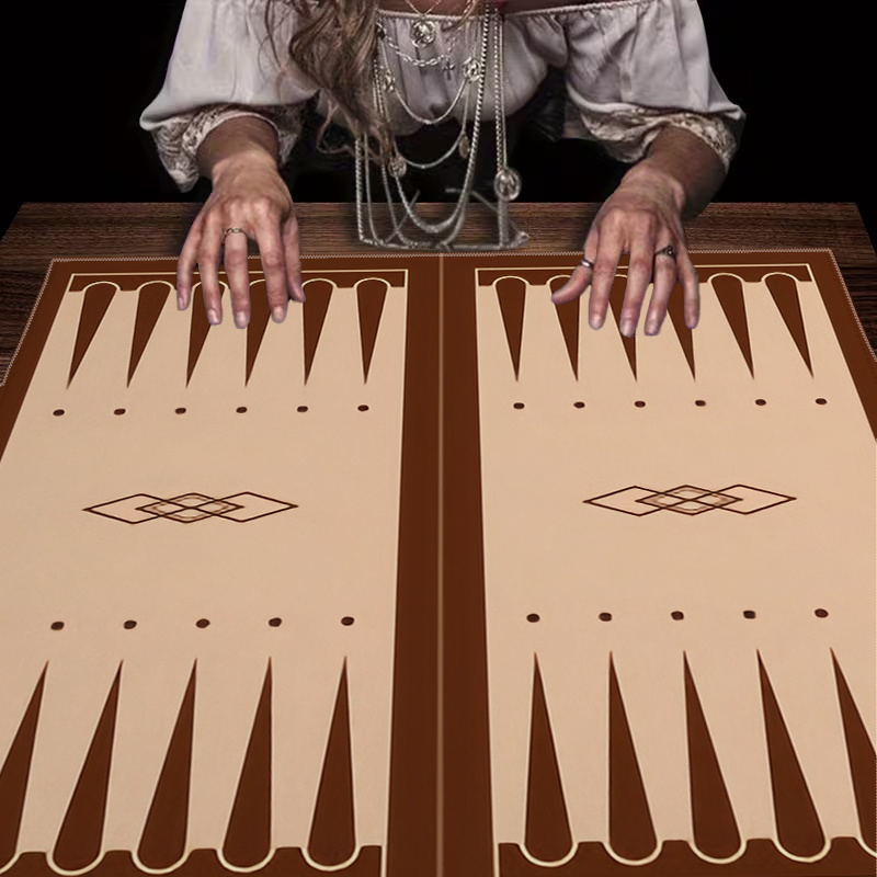 Board Game Hotel - 1 Stück braunes Backgammon-Brett, bedruckte Tarot-Tischdecke