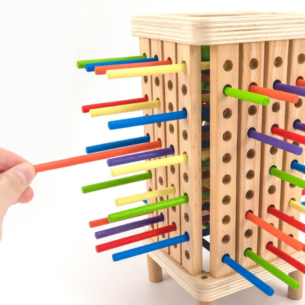 Dice Tower Wooden - 42/16 Farbige Holzstäbchen Brettspiel, Pädagogisches 6-Bälle-Holzstangenturm-Set