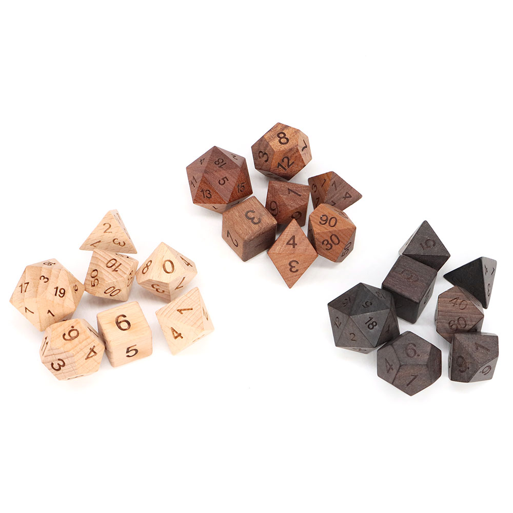 7-teiliges Set Holzwürfel d4-d – Board Game Roleplay Bewertung und Preis